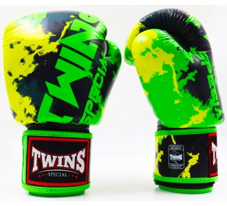 Боксерские перчатки Twins Special с рисунком (FBGVL3-61 black/green)